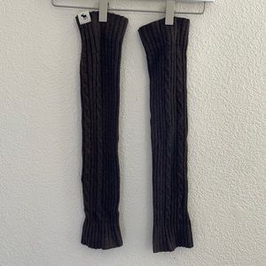 Brown knit leg warmers